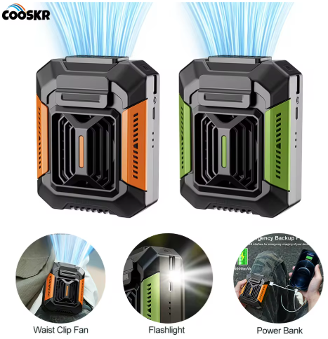 2-in-1 Waist Clip Fan & Flashlight